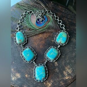 KingmanTurquoise and Sterling Silver Statement Necklace